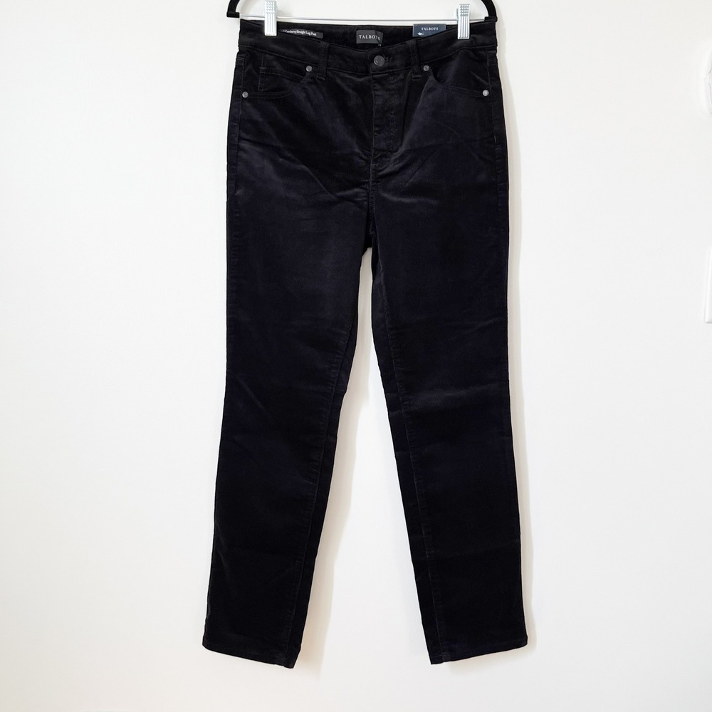 NEW Talbots Straight Leg Corduroy Pant Black Womens 6 Petite